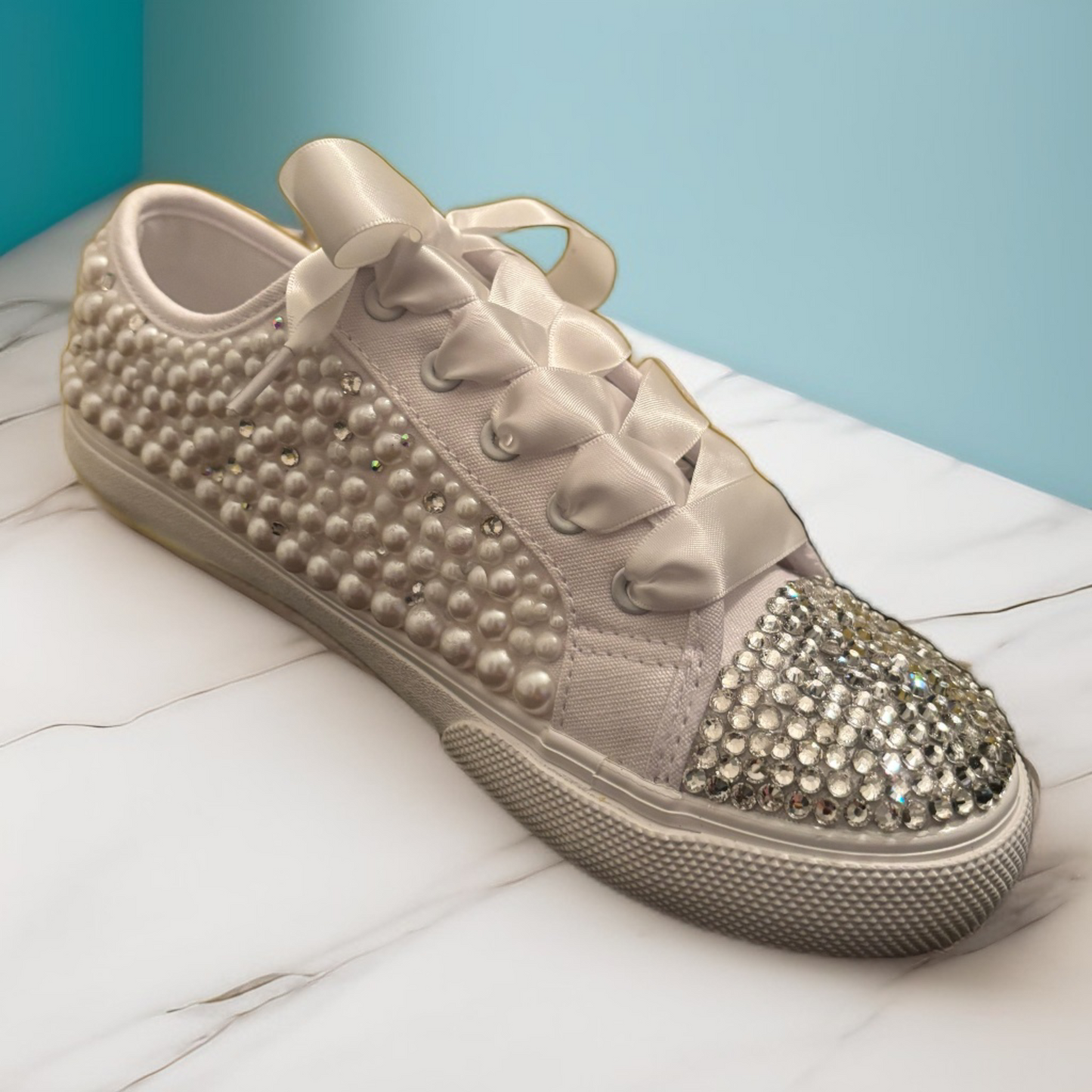 Custom Diamonds and Pearls Sneakers