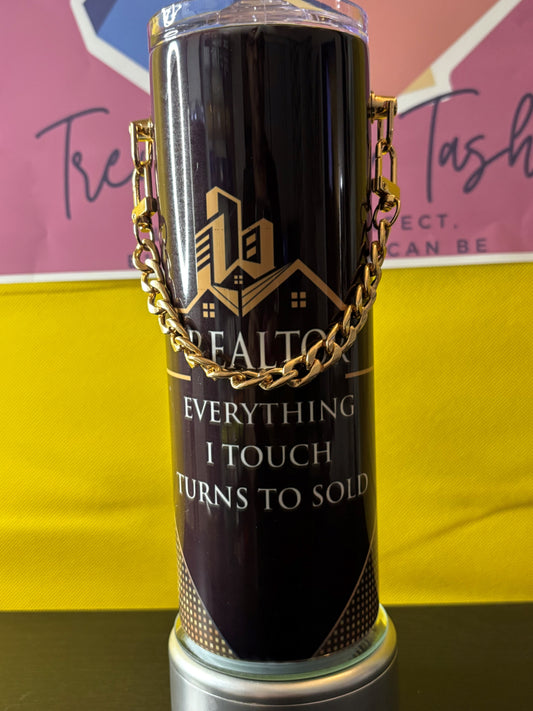 Custom 20-ounce Realtor Tumbler with Gold Chain